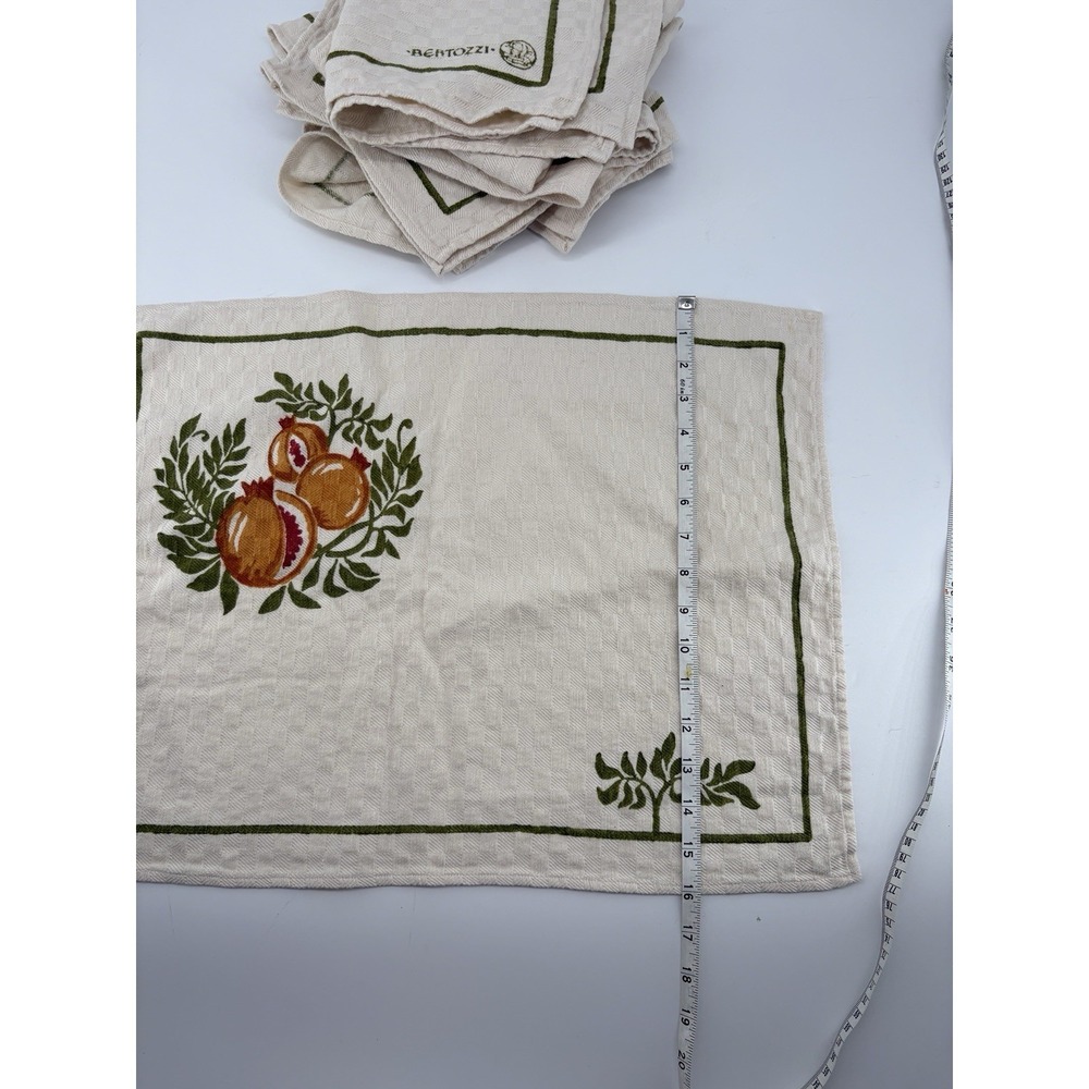 Stamperia Bertozzi Italian Handprinted Linen Placemats Napkins Set Pomegranate - Picture 7 of 12